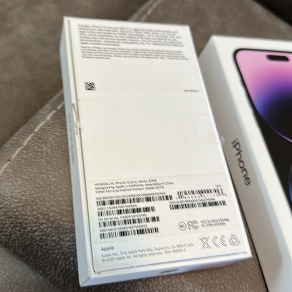 Apple iPhone Boxes - (1 white) 12 mini, 14 ProMax (1 purple & 1 Black) - Picture 2 of 5